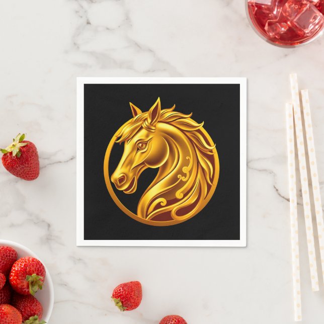 Serviette En Papier 2026 Chinese New Years- Gold Horse (En situation)