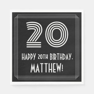 Serviette En Papier 20e anniversaire : Art Déco Inspiré Look "20" + No