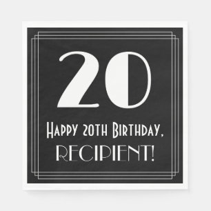 Serviette En Papier 20e anniversaire ~ Art Déco Inspiré Look "20", Nom