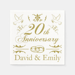 Serviette En Papier 20e anniversaire de Mariage personnalisé