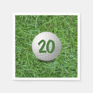 Serviette En Papier 20e anniversaire Golf Ball on Grass Napkins