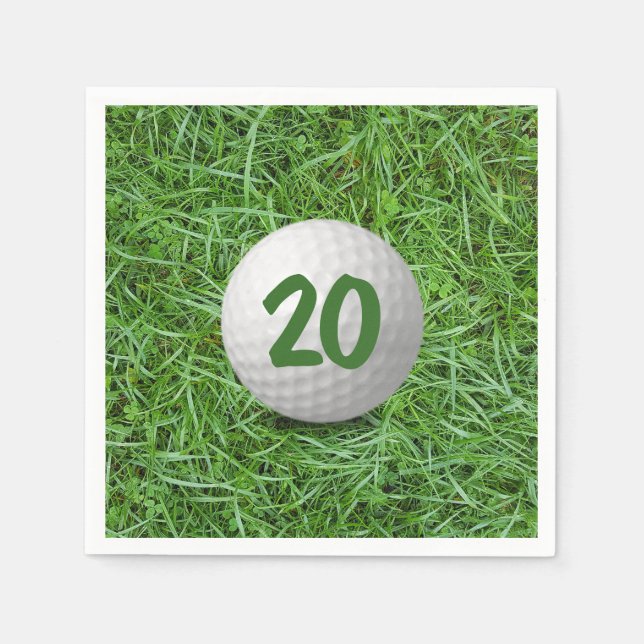 Serviette En Papier 20e anniversaire Golf Ball on Grass Napkins (Devant)