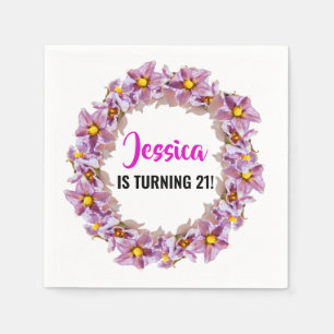 Serviette En Papier 21 Turning Tropical Pink, Purple, Cocktail Bleu