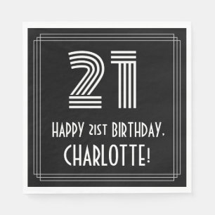 Serviette En Papier 21e anniversaire : Art Déco Inspiré Look "21" + No