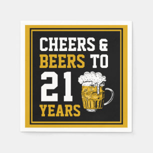 Serviette En Papier 21e anniversaire Cheers & Bières à 21 ans