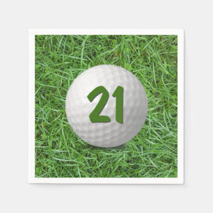 Serviette En Papier 21e Anniversaire Golf Ball on Grass