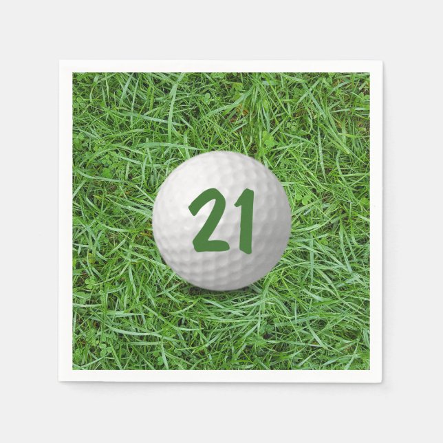 Serviette En Papier 21e Anniversaire Golf Ball on Grass (Devant)