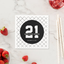 Serviette En Papier 21e anniversaire personnalisé Moderne et élégant