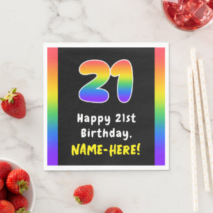 Serviette En Papier 21e anniversaire : Rainbow Spectrum # 21, Nom pers