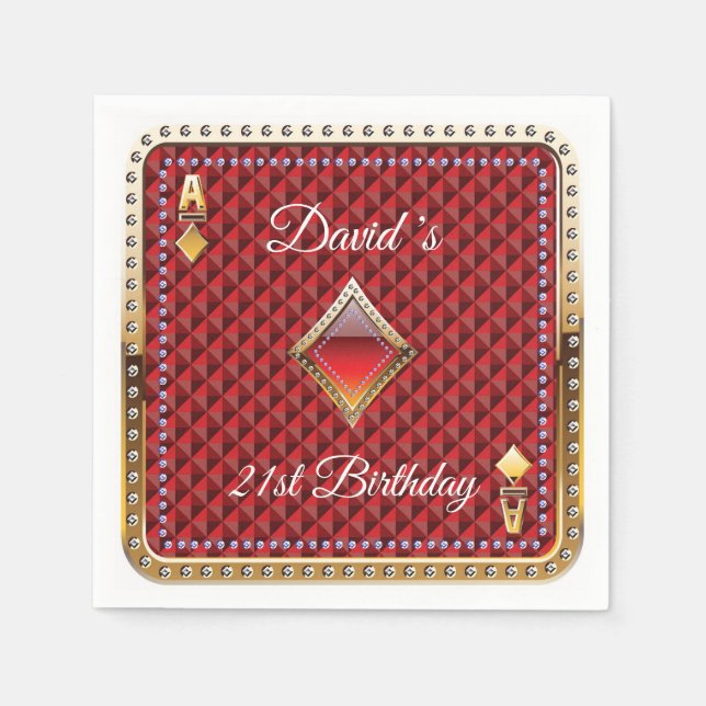 Serviette En Papier 21e Poker Playing Card Casino Anniversaire Serviet (Devant)