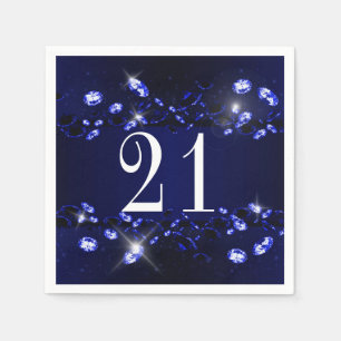 Serviette En Papier 21ème diamant scintillant de noir bleu de