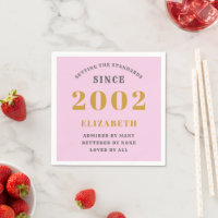 21st Birthday Born 2002 Ajouter le nom Pink Grey