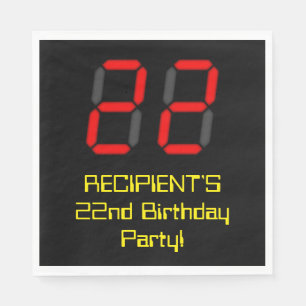 Serviette En Papier 22e anniversaire : Rouge Digital Clock Style "22"