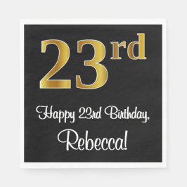 Serviette En Papier 23e anniversaire ~ Elégant luxe Faux Gold Look #