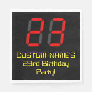 Serviette En Papier 23ème anniversaire : Rouge Digital Horloge Style "