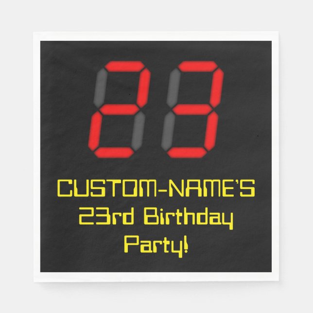 Serviette En Papier 23ème anniversaire : Rouge Digital Horloge Style " (Devant)