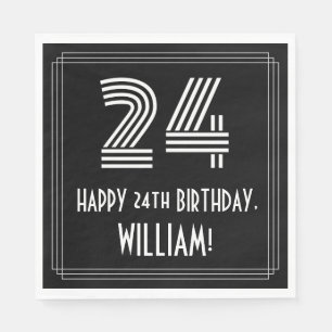 Serviette En Papier 24e anniversaire : Art Déco Inspiré Look "24" + No
