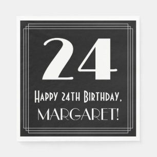 Serviette En Papier 24e anniversaire ~ Art Déco Inspiré Look "24", Nom