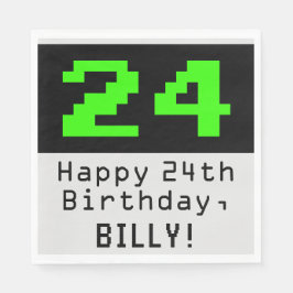 Serviette En Papier 24e anniversaire - Nerdy / Geeky Style "24" & Nom