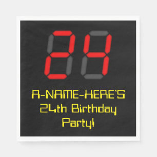 Serviette En Papier 24ème anniversaire : Rouge Digital Horloge Style "