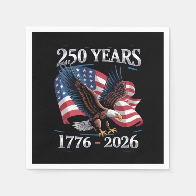 Serviette En Papier 250 Years 4th Of July Eagle USA Flag 1776 2026 (Devant)