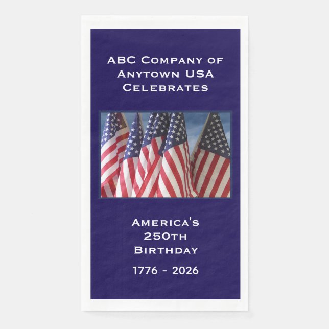 Serviette En Papier 250e anniversaire USA Patriotic Flags Papier (Devant)