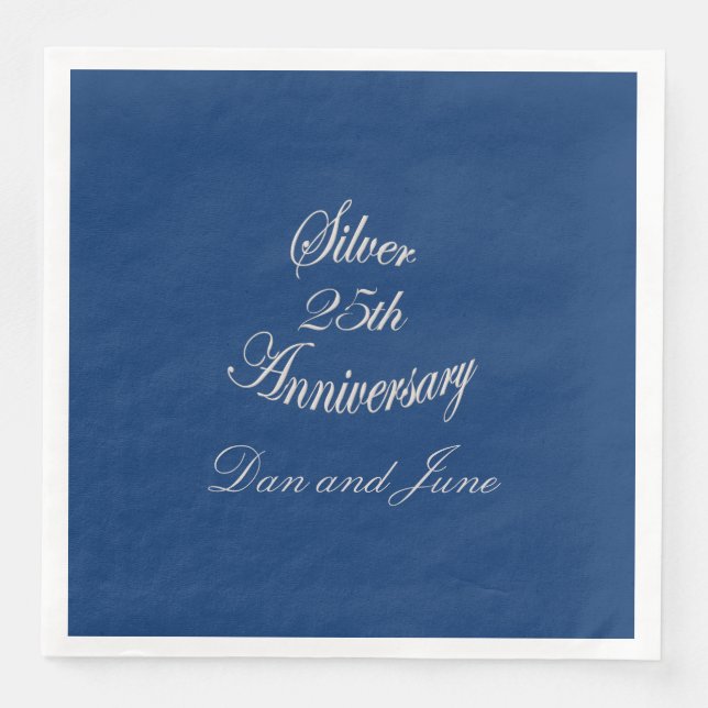 Serviette En Papier 25e anniversaire d'argent Personnalisé (Devant)