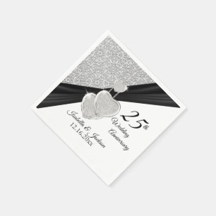 Serviette En Papier 25e anniversaire de Mariage d'argent