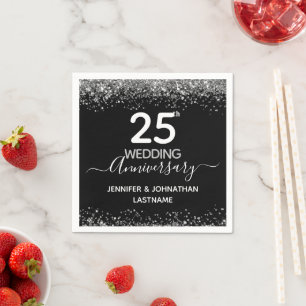 Serviette En Papier 25e anniversaire de Mariage Parties scintillant Fa