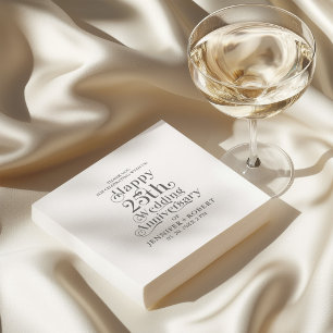 Serviette En Papier 25e Anniversaire de Mariage Typographie Or
