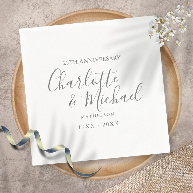 Serviette En Papier 25e anniversaire du Mariage signature simple d'arg (Créateur téléchargé)