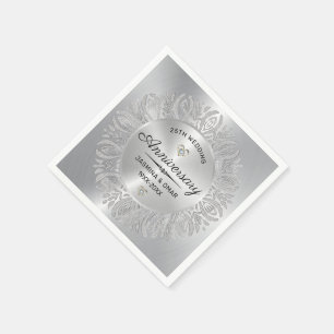 Serviette En Papier 25e anniversaire mariage parties scintillant argen