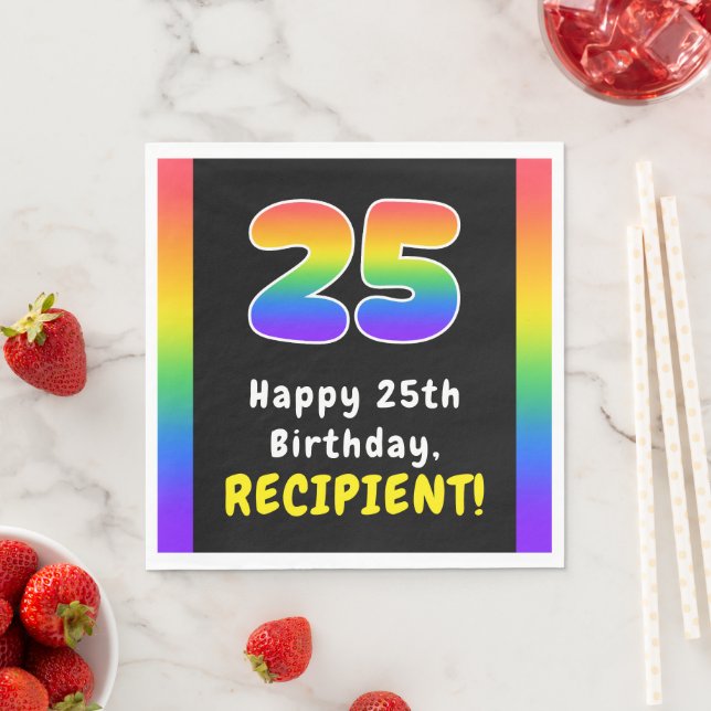 Serviette En Papier 25e anniversaire : Rainbow Spectrum # 25, Nom pers (En situation)