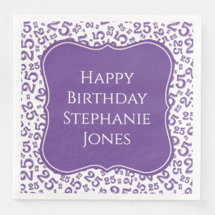 Serviette En Papier 25e anniversaire violet Motif aléatoire 25
