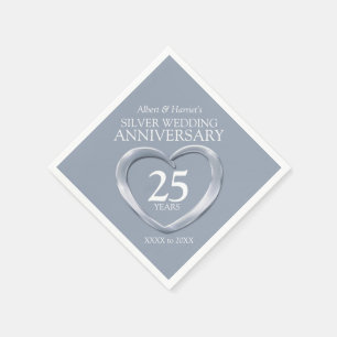 Serviette En Papier 25ème nom argenté de coutume de coeur