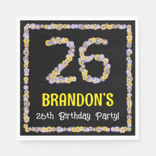 Serviette En Papier 26e anniversaire : Floral Flowers Numéro, Nom pers