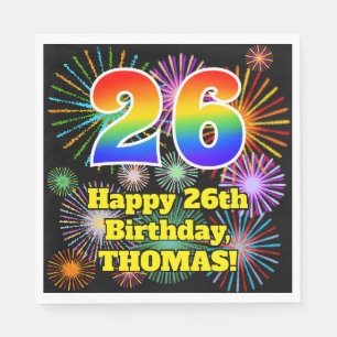 Serviette En Papier 26e anniversaire : Fun Motif feux d'artifice + Arc