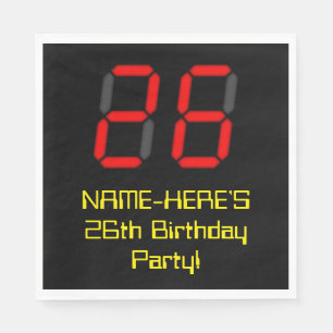 Serviette En Papier 26ème anniversaire : Rouge Digital Horloge Style "
