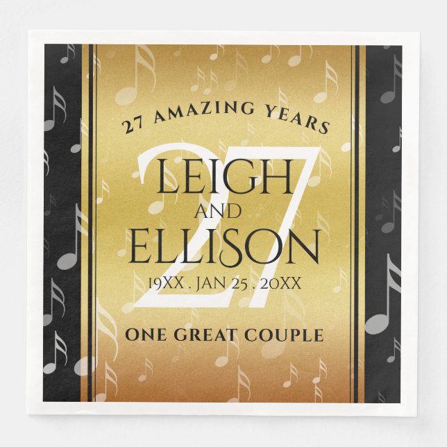 Serviette En Papier 27e anniversaire du Mariage de musique (Devant)