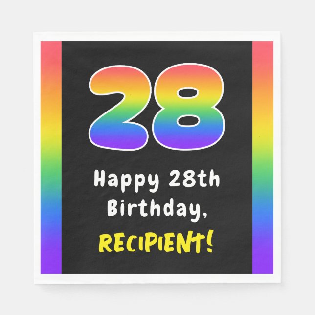 Serviette En Papier 28e anniversaire : Rainbow Spectrum # 28, Nom pers (Devant)
