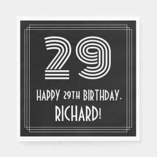 Serviette En Papier 29e anniversaire : Apparence Art Déco "29" + Nom