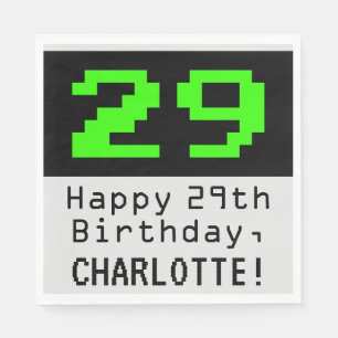 Serviette En Papier 29e anniversaire - Nerdy / Geeky Style "29" & Nom