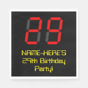 Serviette En Papier 29ème anniversaire : Rouge Digital Horloge Style "