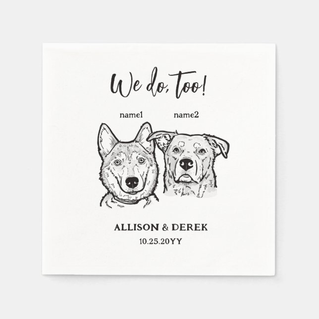 Serviette En Papier 2 Chiens Doodle Nous faisons trop Mariage (Devant)