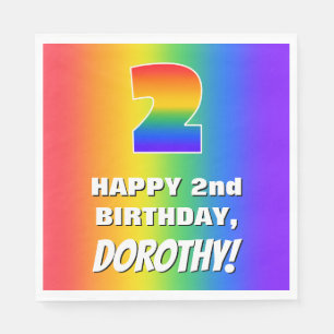 Serviette En Papier 2e anniversaire : coloré, amusant Motif arc-en-cie