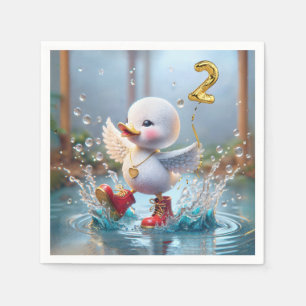 Serviette En Papier 2e anniversaire Duck Dancing In the Rain Puddle