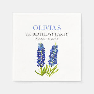 Serviette En Papier 2e anniversaire fête Bluebonnets Fleurs Bébé Fille