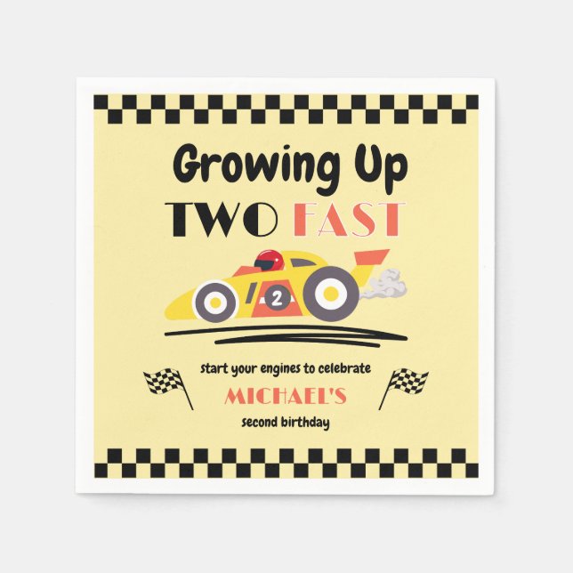 Serviette En Papier 2e anniversaire Grossissant deux rapide voiture de (Devant)