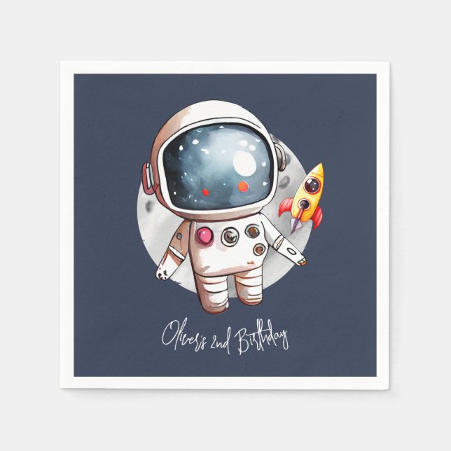 Serviette En Papier 2ème Deux à la Lune Papier Anniversaire (Devant)