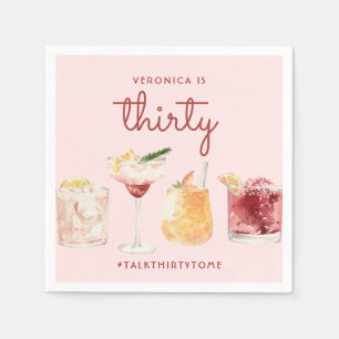 Serviette En Papier 30e anniversaire Aquarelle Cocktail Serviettes